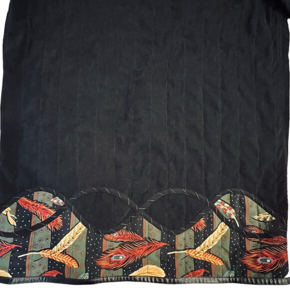 Vintage Koos Of Course! Black Feathers Reversible Vinyl & Polyester Jacket Large - Picture 3 of 16